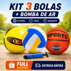 Kit Bola de Futebol Vôlei Basquete com Bomba para Praia Campo ou Quadra Envio Full Entrega Rapida
