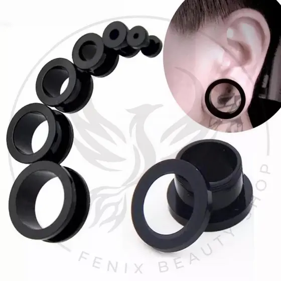 Alargador Expansor de Orelha em Acrílico Tunel Preto