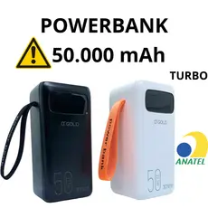 Power Bank Turbo Carregador Portátil 50.000 mah Carregamento Super Rápido 50000 Original A'Gold Anatel Powerbank