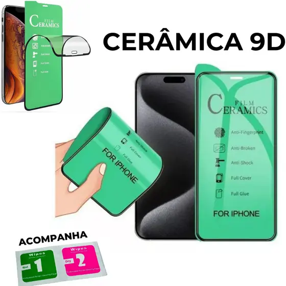 Pelicula HidroGel Cerâmica 9D Para Iphone 6 7 8 X Xs Xr 11 12 13 14 15 16 17 Pro Plus Max