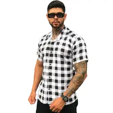 Camisa Xadrez Masculina Manga Curta Festa Junina Viscose