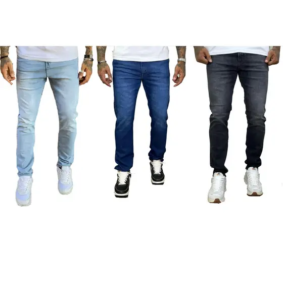 Kit 3 Calças Jeans Masculina Reta Premium Tradicional Basica