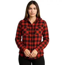 Blusa Camisa Feminina Xadrez Flanelado Com Capuz Inverno