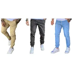 Kit Com 3 Calças Jogger Jeans Masculino Sarja Variados Moda