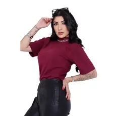 Camiseta Feminina Oversized Gola Alta Moda Streetwear Luxo