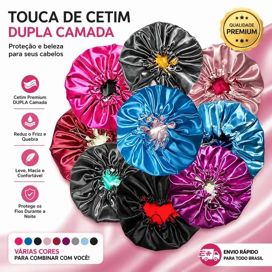 Toucas De Cetim Antifrizz Dupla Face Para Revenda Atacado Cores Variadas