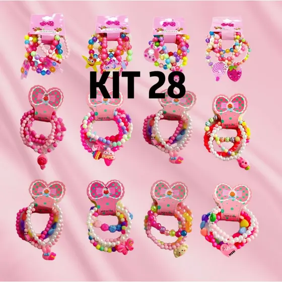 28 pulseiras para Crianças /Conjunto Infantil Frutas Coloridos Frutas Diversas