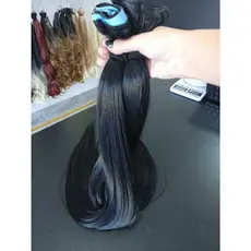 Cabelo Semi Humano Natural Liso Preto na Fita Adesiva 60cm Mega Hair Premium