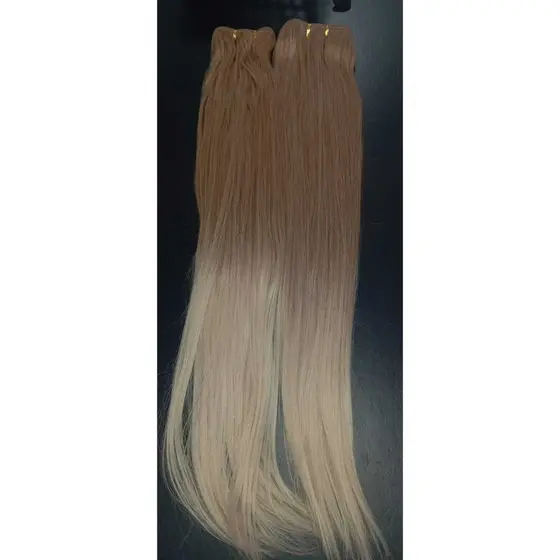 Cabelo para Mega Hair na Fita Adesiva Humanizado Liso Loiro Perola 50cm Natural Fibra Russa