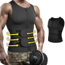 Cinta Colete de Compressão Masculino Efeito Sauna e Corretor de Postura Lombar Costas Ultraforte 2 Faixas com Zíper