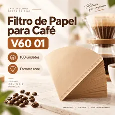 100 Filtros de Papel para Café V60 01 Cone Coador Descartável Cafeteria Artesanal