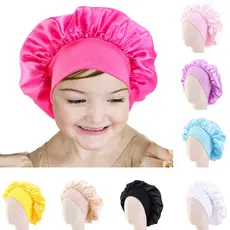 Touca Kids De Cetim Touca Infantil Antifrizz Para Crianças Infantil Cabelo Cacheado, Liso, Crespo