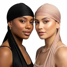 KIT 2 LENÇO DE MALHA DURAG BANDANA WAVES DREAD FEMININO