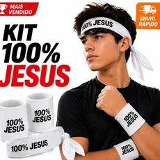 Faixa 100% JESUS E PAR DE MUNHEQUEIRAS FAIXA DE CABELO HEADBAND TIARA FAIXA NEYMAR ADULTO INFANTIL JOVEM CRIANÇA BRASIL