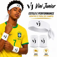 Faixa de Cabelo e Par De Munhequeiras do Vini 100% Jesus Faixa Tiara Neymar Adulto Criança Jovens Headband Brasil