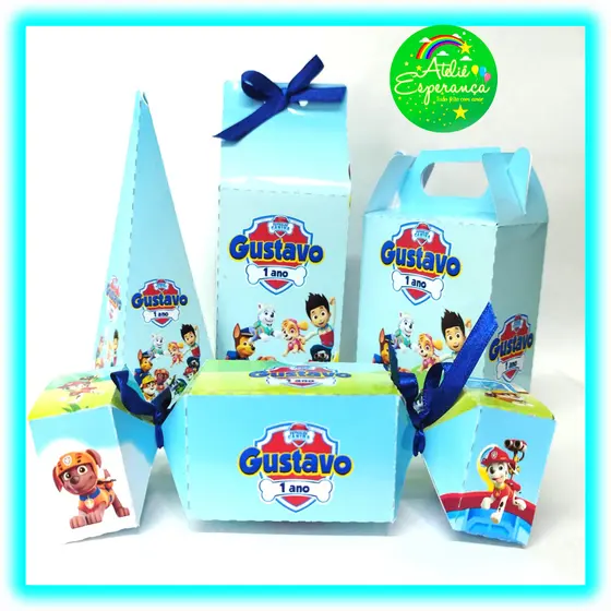 100 Kit caixinhas personalizadas Patrulha Canina Festa Infantil 25 cada modelo