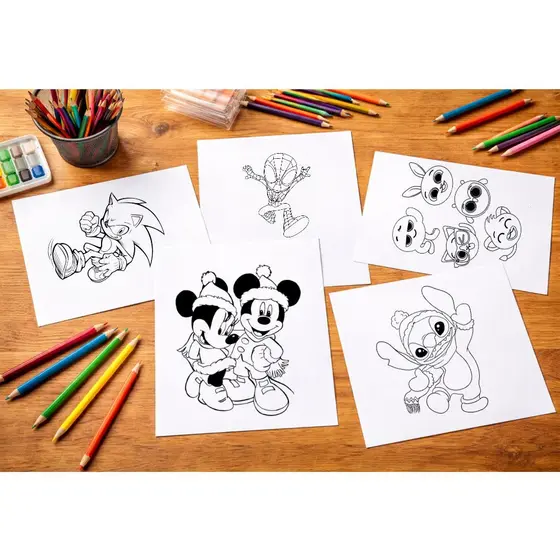 Até 100 DESENHOS VARIADOS pode escolher se prefere os desenhos para meninos ou meninas- Folha A4