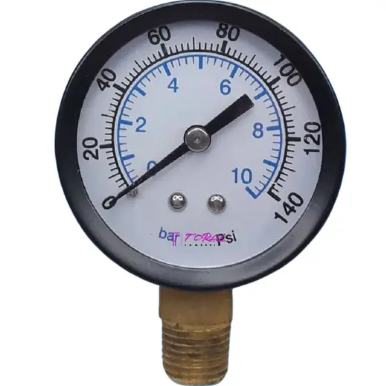 Manômetro Rosca Vertical 1/4 Escala 0 Á 10 Bar 150 Psi 50 Mm