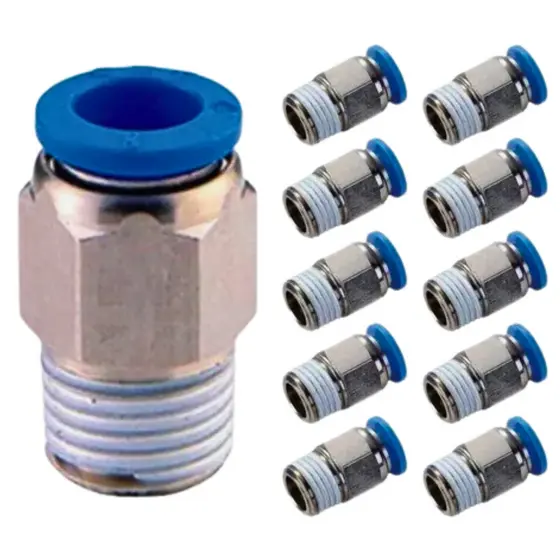 10 Conexão Pneumática Engate Rápido Reta Macho 1/8 Npt X 8mm