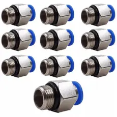 10 Peças Conexão Pneumática Reta Macho 1/4 BSP X Tubo 6 mm