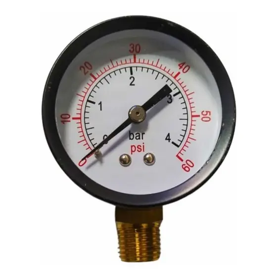 Manômetro Vertical Rosca 1/4 Npt 0 Á 4 Bar 60 Psi Ø 50 Mm