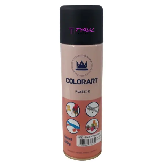 Tinta Spray Preto Fosco Para Plástico Plasti-k Colorart 300ml