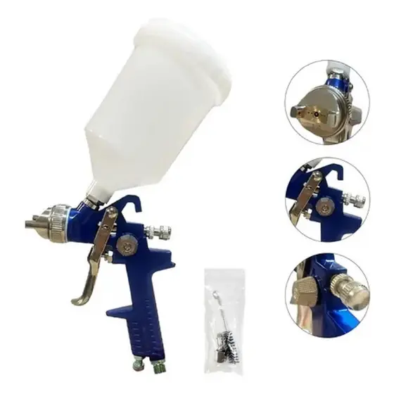 Pistola de Pintura Profissional Gravidade Dupla Ação HVLP Bico 1.4 600 ml H-827