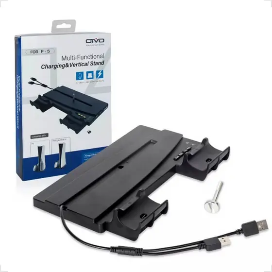 MultiFuncional Suporte Vertical Base E Carregador De Controle Duplo Com Led Para Playstation 5 Ps5