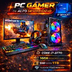 PC Gamer Completo i7 3Gen - 16GB RAM - SSD Nvme 1TB - Placa de Vídeo 4GB - Monitor 19"
