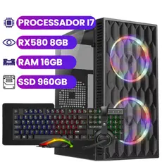 Computador Gamer Intel Core i7 - 16GB de RAM - SSD de 960GB - Placa de Vídeo RX580 8GB