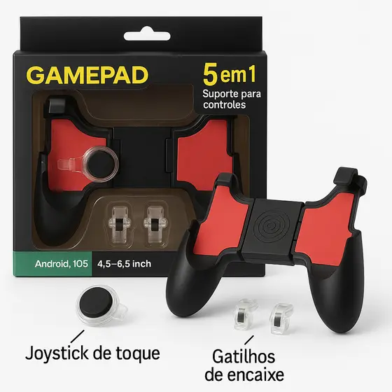 Suporte Controle Gamepad 5 em 1 Gatilho L1 R1 Analogico Celular Jogos Freefire Pubg - Envio Rápido