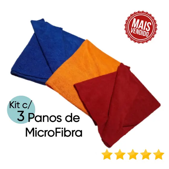 Kit c/3 Pano de Limpeza MicroFibra 50x70 Grande p/ Chão, Mobília, Automóvel