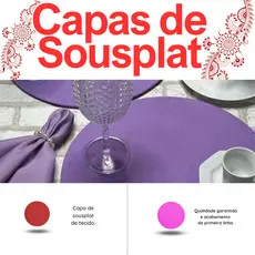 Kit 6 Capas de Sousplat Lisa Tecido de Oxford Discos de 35 cm