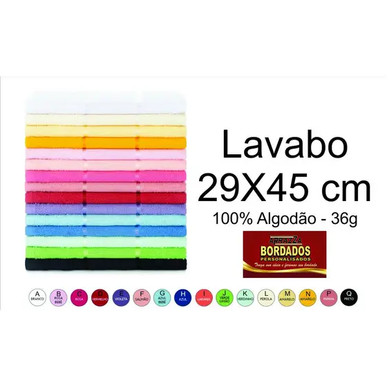 Kit com 12 Toalha Lavabo 29x45 cm. Toalhinhas de Mão com Área Para Bordado
