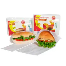 100 Sacos Para Lanches. Hot dog, Hamburguer, Mini Cachorro quente. Plastico Leitoso