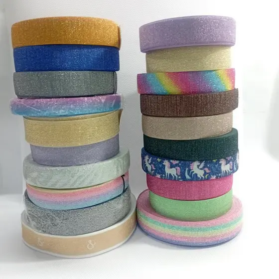 Elástico Lurex para cós Largo 25mm 30mm 35mm 40mm Várias Cores Metalizado roupas cueca calcinha Colorido Lu2