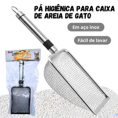 Pazinha Pá Coletora Higiênica Caixa Areia De Gato Aço Inox