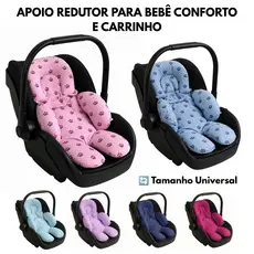 Redutor para bebê conforto e Carrinho Apoio de Corpo Cabeça Removível Vários Modelos Liso Estampado