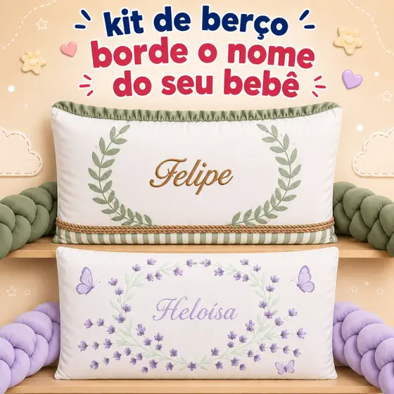 Kit Berço personalizado nome Padrão Americano ou Mini berço Cabeceira + trança Enviar nome no chat