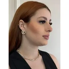 Colar Fio Alemão Entrelaçado com Pedras Fio Dourado Folheado a Ouro 18k