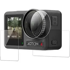 Película de Vidro da Lente da Câmera, Tela de LCD Traseira e Visor Frontal para a Osmo Action 3 e 4