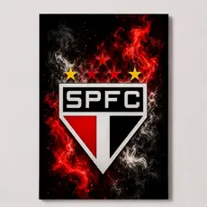 Quadro Decorativo São Paulo FC com Fumaça Vermelha – Arte Moderna Time SPFC Sem Moldura