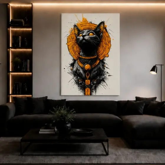 Quadro Decorativo Felino Místico Estilo Luxo para Sala e Quarto