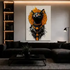 Quadro Decorativo Felino Místico Estilo Luxo para Sala e Quarto
