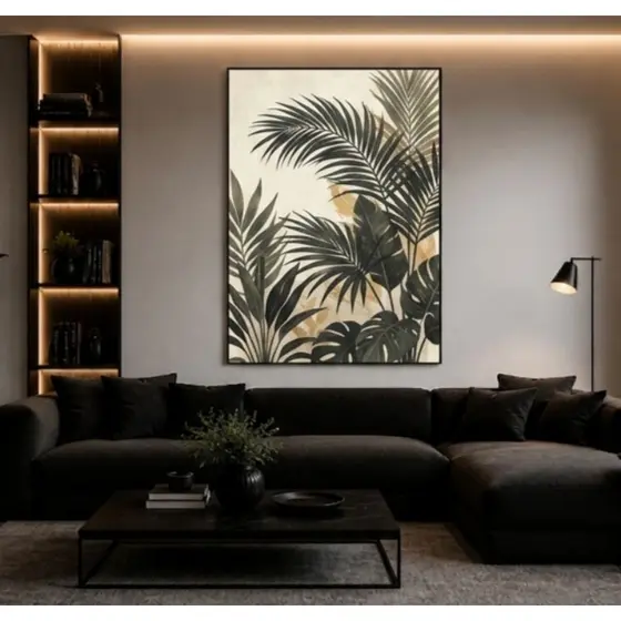 Quadro Decorativo Botânico Minimalista Folhas Tropicais Moderno