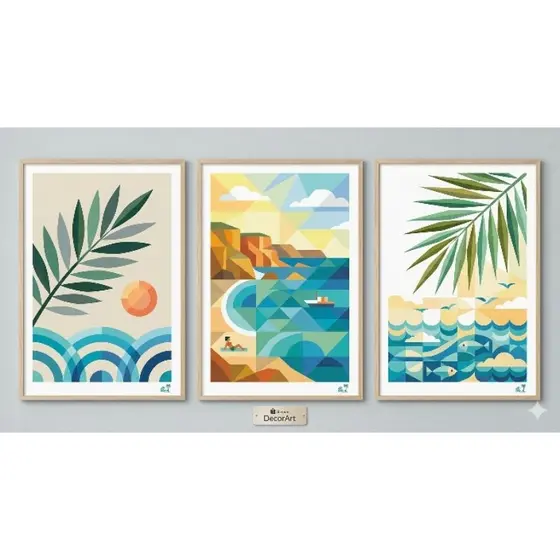 Kit Quadro Decorativo 3 Peças Sala Quarto Escritório – Temas Mistos Abstrato/Natureza