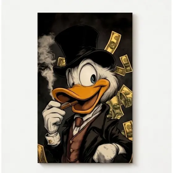Quadro Decorativo Luxo Tio Patinhas Money – Arte Moderna Black & Gold para Sala e Escritório
