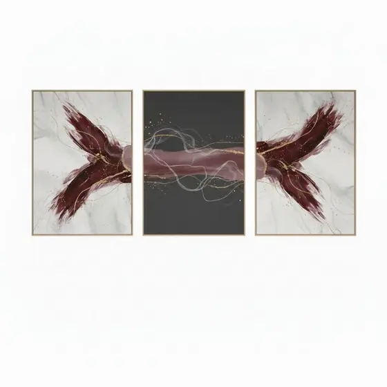Kit 3 Quadros Decorativos 40x60 Abstrato Moderno Sala De Estar Quarto Borda Infinita