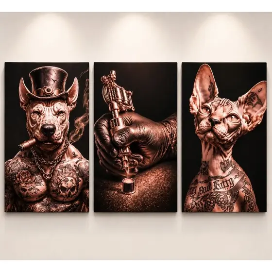 quadros decorativos tons rosé tatto estúdio de tatuagem