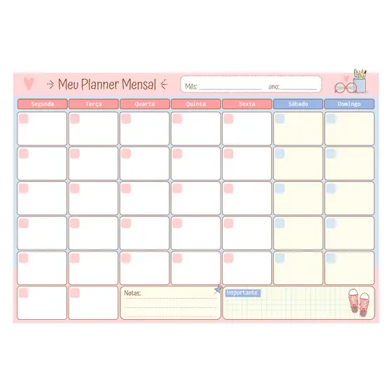 Planner Mensal Permanente A5 | Bloco Organizador de Mesa | Planejamento Mensal